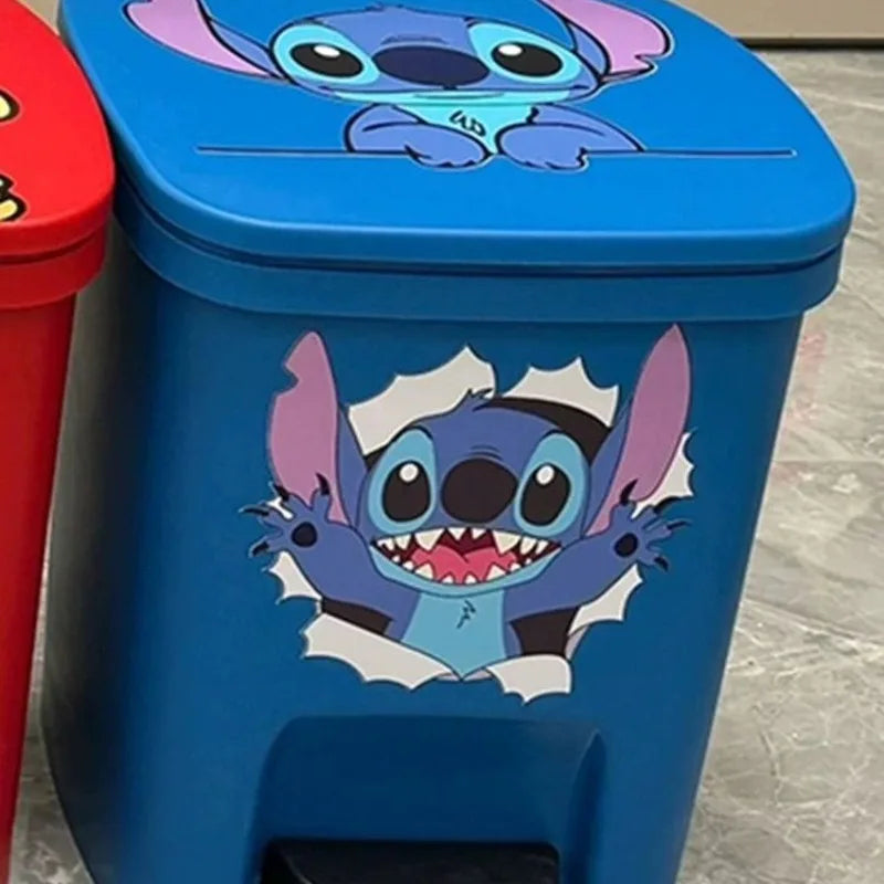 Disney Stitch Trash Can – Cute Cartoon Anime Large-Capacity Foot Pedal Paper Basket for Home & Living Room
