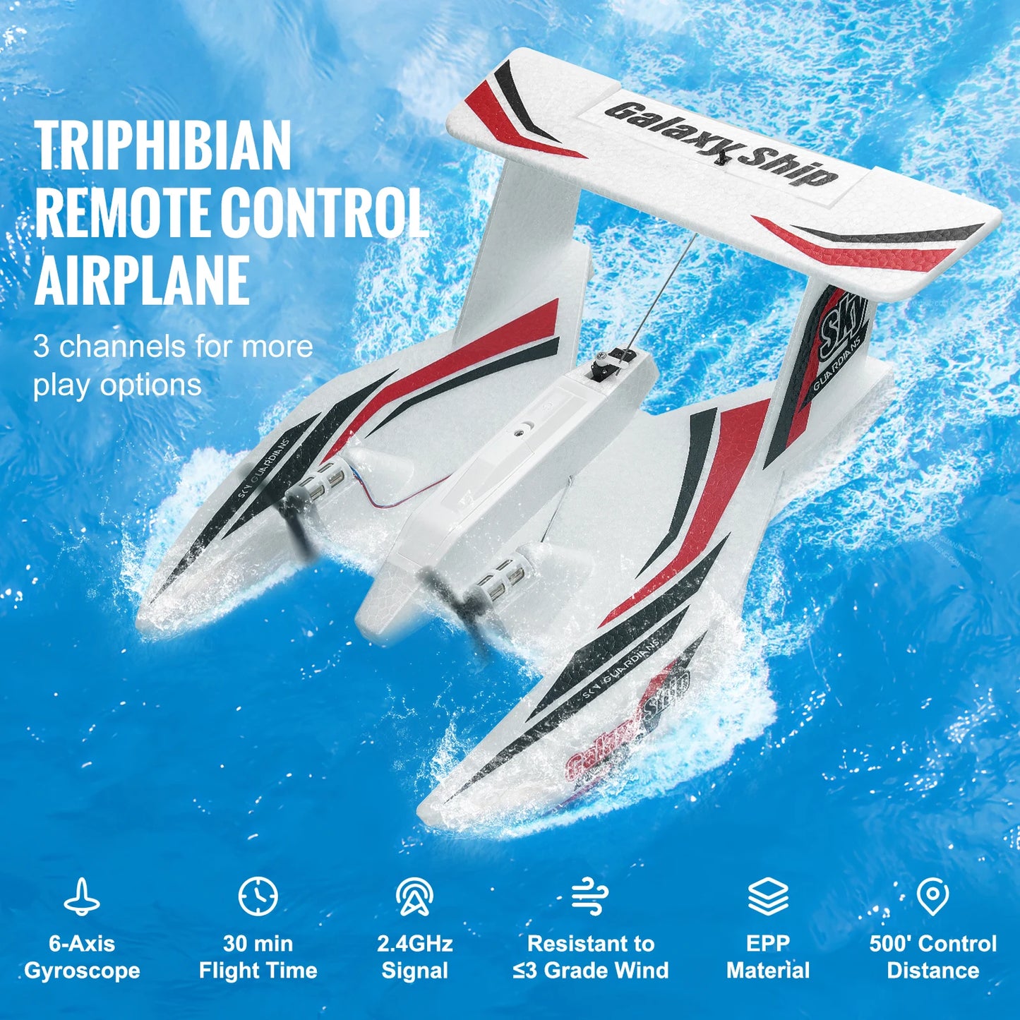 SucceBuy EPP Foam RC Plane – 2.4G 3CH Remote Control Glider Air & Water Land Flying Aircraft Toy for Boys