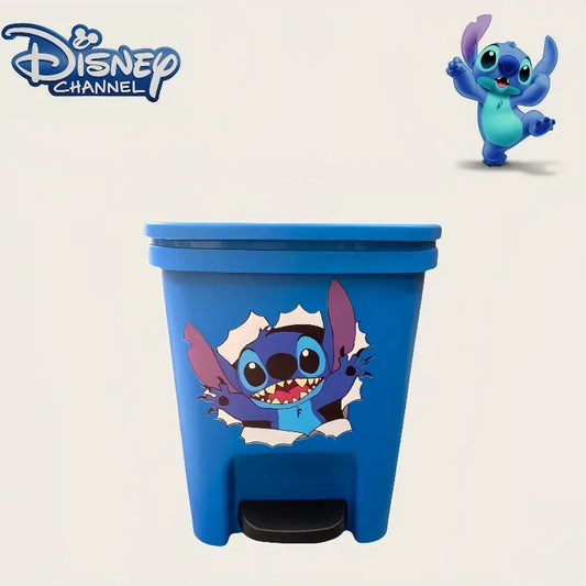 Disney Stitch Trash Can – Cute Cartoon Anime Large-Capacity Foot Pedal Paper Basket for Home & Living Room