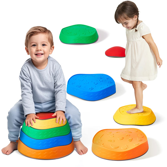 SucceBuy 5PCS Balance Stepping Stones – Montessori Sensory Training Toys for Kids, Tactile Development, Party & Social Games